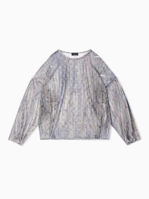 GIORGIO ARMANI CREW-NECK JUMPER IN LAMÉ-EFFECT JERSEY