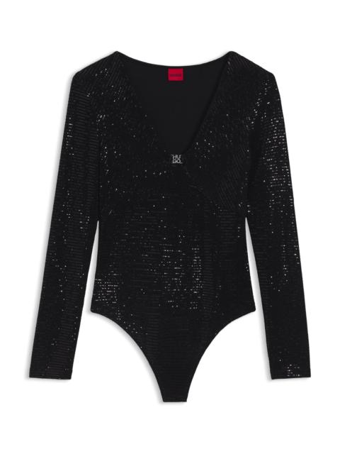 HUGO SPARKLING BODYSUIT IN STRETCH JERSEY WITH STACKED-LOGO TRIM