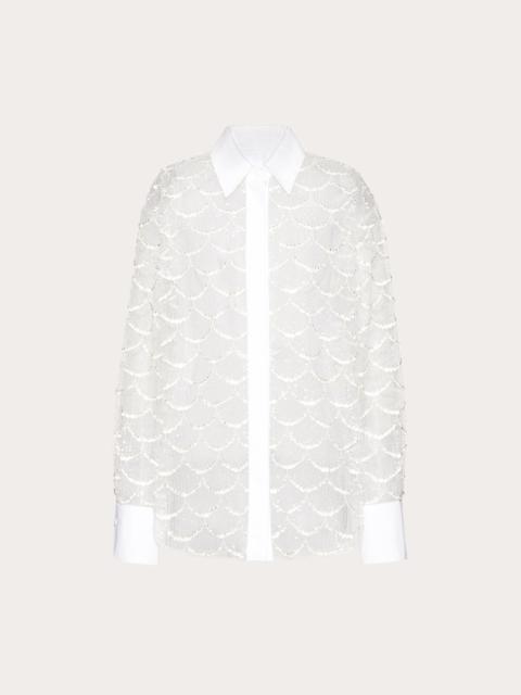 Valentino EMBROIDERED TULLE ILLUSIONE SHIRT