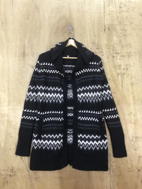 Other Designers Homespun Knitwear - Native Navajo Patterned Hoodie Open UnButton Knit Cardigan
