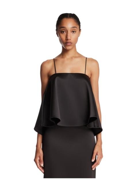 RÓHE Black Satin Peplum Top