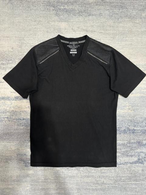 Balmain Balmain SS10 Black Biker Pleats T Shirt By Christophe Decarnin