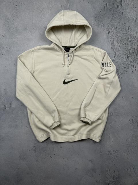 Nike Vintage Nike 00s Fleece Half Zip Hoodie Rare Cream Swoosh