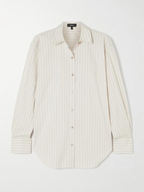 Theory Striped Cotton-blend Poplin Shirt