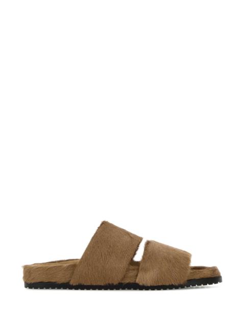 Dolce & Gabbana Dolce & Gabbana Men Camel Calf Hair Dg Casual Slippers
