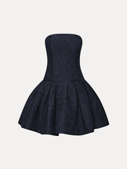 Oscar de la Renta TEXTURED FLORAL CLOQUE CAPE-BACK DRESS