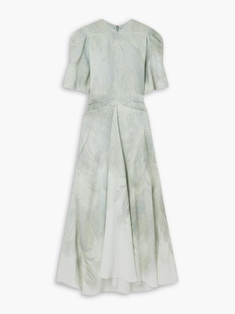 Victoria Beckham Gathered printed crepe maxi dress
