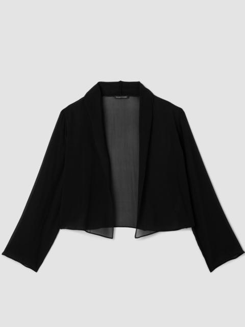 EILEEN FISHER Sheer Silk Georgette High Collar Jacket