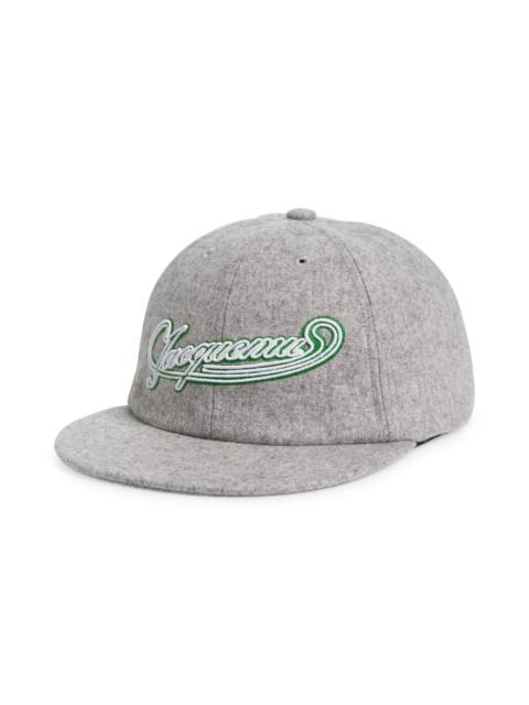 JACQUEMUS Jacquemus La Casquette Embroidered Logo Wool Blend Baseball Cap in Light Grey at Nordstrom