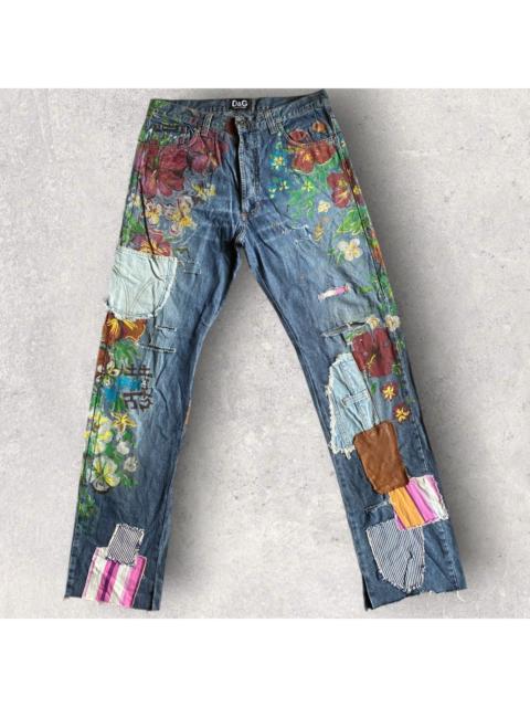Dolce & Gabbana D&G painted floral and applique patchwork