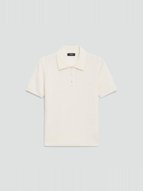 Theory Cable-Knit Polo Shirt in Cashmere