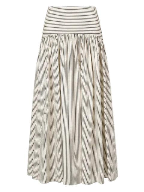 STAUD Procida Skirt in Ivory/Dark Oak Micro Stripe