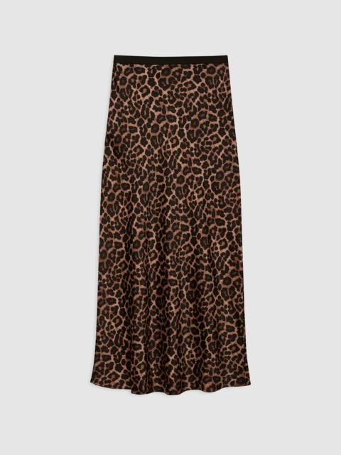 ANINE BING Printed Bar Silk Skirt - Black And Brown Leopard