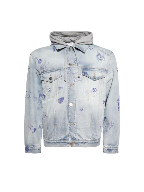VETEMENTS Vetements Scribbled Hooded Denim Jacket 'Light Blue'