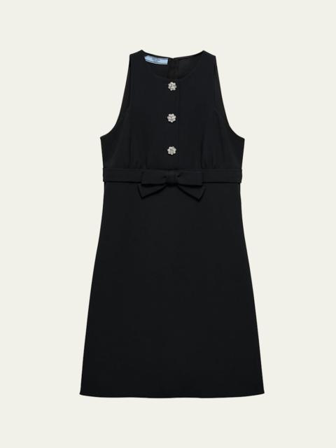 Prada Bow Jeweled Button Mini Dress