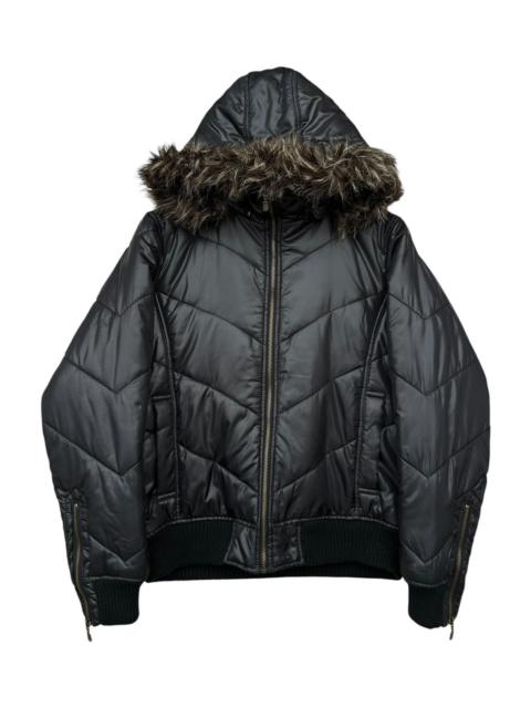 Von Dutch Puffer Black Fur Hoodie Zipper Jacket
