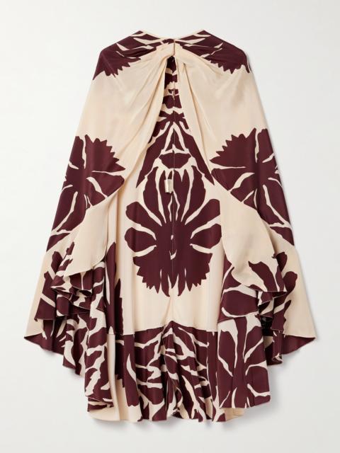 Johanna Ortiz Aromatic Garden Ruffled Printed Silk Crepe De Chine Cape