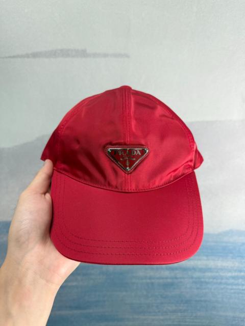 Prada Prada Red Triangle Logo Baseball Cap
