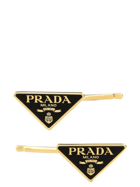 Prada Set of 2 logo hair clips