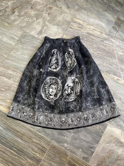 Dolce & Gabbana D&G Printed Romans Linen Pleated Skirt