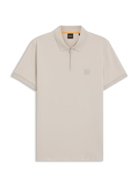 BOSS STRETCH-COTTON SLIM-FIT POLO SHIRT WITH LOGO PATCH