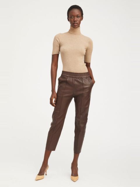 SPRWMN DARK CHOCOLATE LEATHER JOGGERS