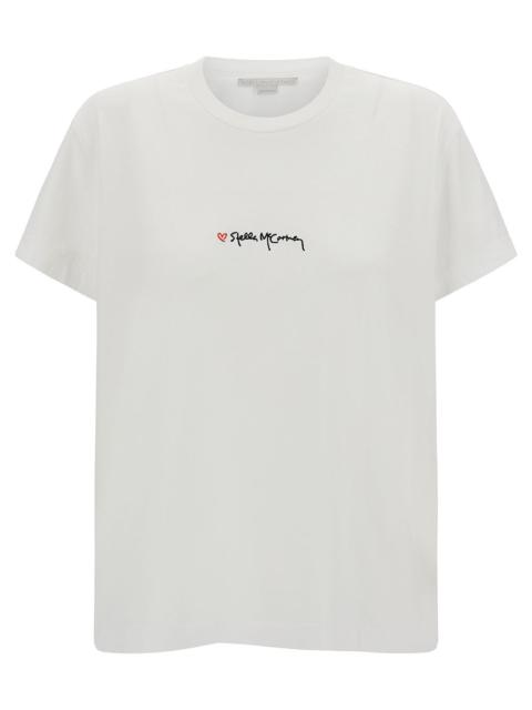 Stella McCartney Stella Mccartney Women White Crewneck T-Shirt With Embroidered Logo At The Front In Cotton Woman