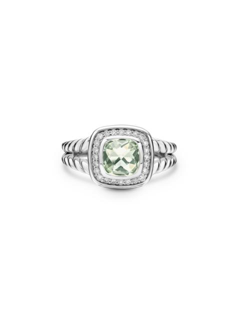 DAVID YURMAN David Yurman Petite Albion® Diamond Halo Cushion Ring in Prasiolite at Nordstrom