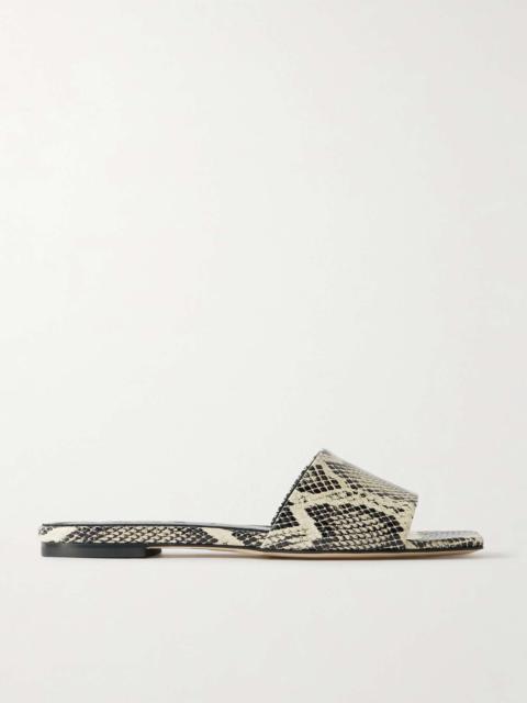 Anna snake-effect leather slides Snake print