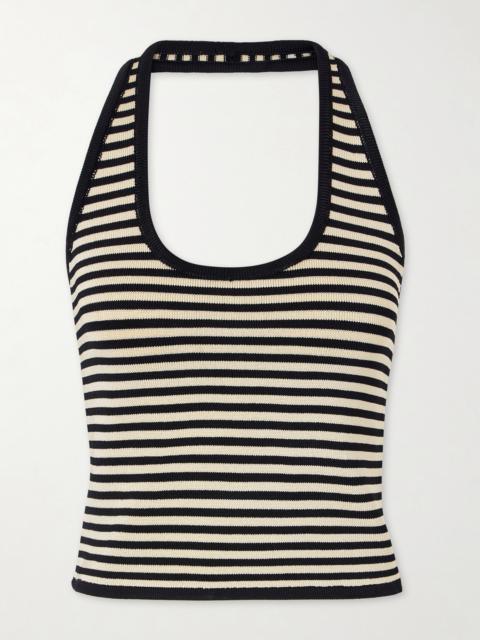 CALLE DEL MAR Halterneck Striped Knitted Top