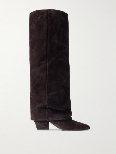 PARIS TEXAS Jane Folded Suede Knee Boots