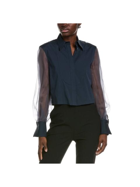 Brunello Cucinelli Brunello Cucinelli Women'S Navy Shirt With Sheer Sleeves