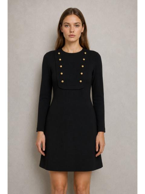 Burberry Burberry England Military Knit Dress Gold Button Silk Blend
