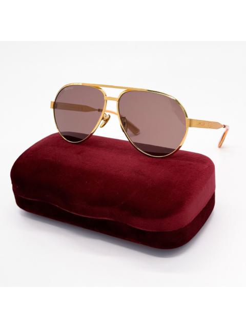 GUCCI NEW GUCCI GG1513S 002 AVIATOR GOLD BROWN MEN SUNGLASSES