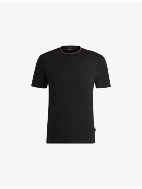 BOSS Striped-trim slim-fit cotton-jersey T-shirt