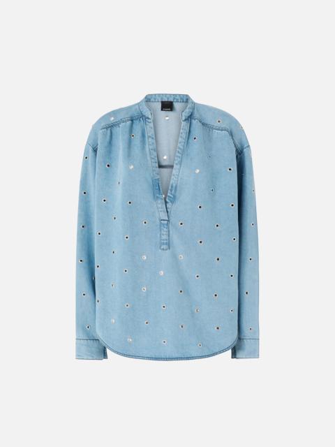 PINKO DENIM BLOUSE WITH EYELETS