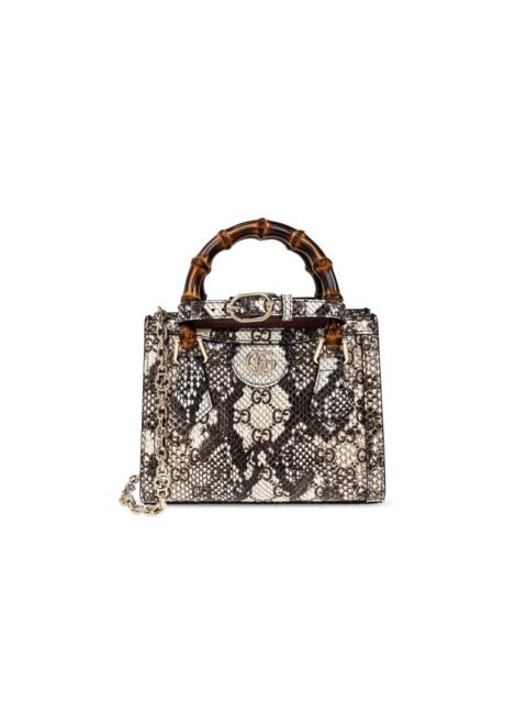 GUCCI GUCCI Diana Mini Ivory Embossed Leather Top Handle Bag New &