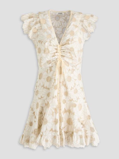 Sandro Ruffled metallic broderie anglaise mini dress