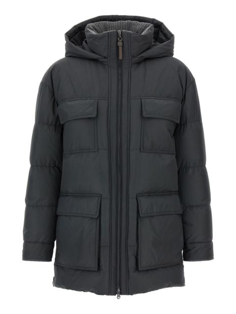 Brunello Cucinelli Knitted neck down jacket