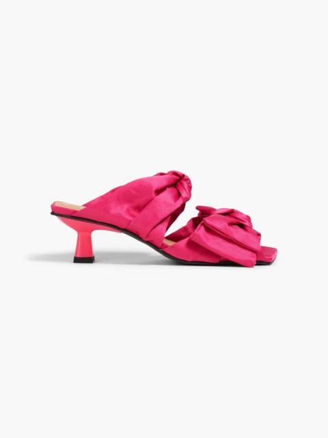 GANNI Bow-detailed satin mules