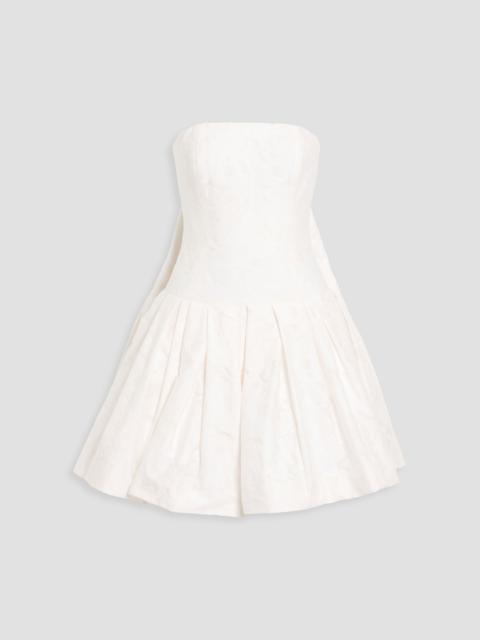 Oscar de la Renta Strapless pleated jacquard mini dress