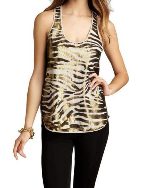 Other Designers Zebra Sequined Tank Top