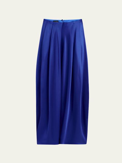 GIORGIO ARMANI Double Silk Satin Pleated Midi Skirt