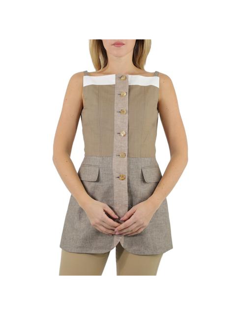 Burberry Burberry Wool Cashmere And Linen Waistcoat In Pecan Melange
