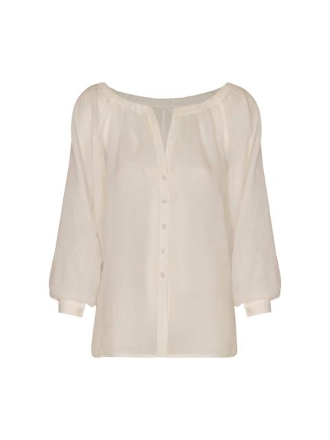ANDRES OTALORA Entenderse V-Neck Linen Blouse ivory