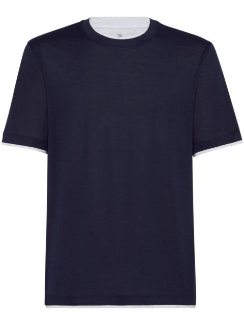 Brunello Cucinelli Crew Neck T-Shirt With Faux-Layering