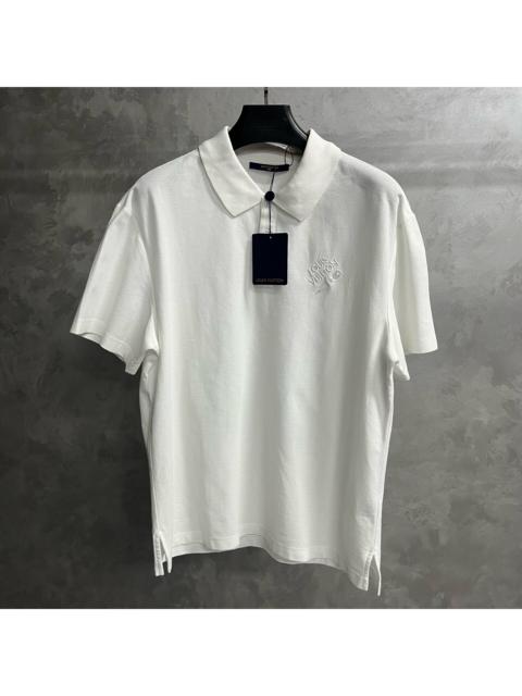 Louis Vuitton Louis Vuitton Solid White Short-Sleeve Straight-Fit Polo Shirt with Embroidered Logo