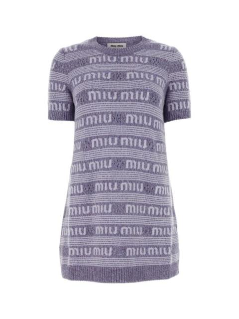 Miu Miu Woman Embroidered Wool Blend Mini Sweater Dress