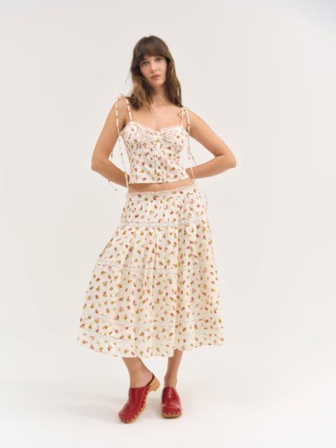 For Love & Lemons Adahlia Floral Midi Skirt