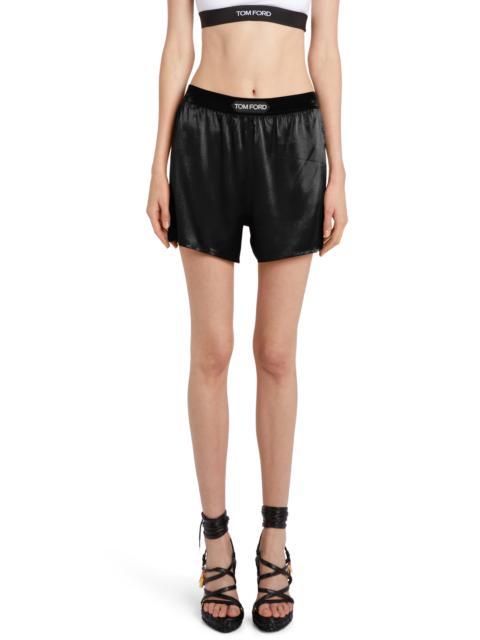 TOM FORD TOM FORD Stretch Silk Satin Pajama Shorts in Lb999 Black at Nordstrom